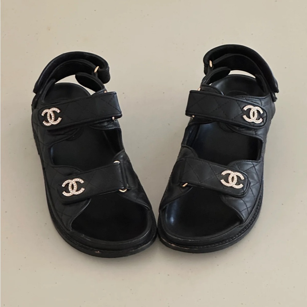 CHANEL Black Leather Sandals - Picture 5 of 6